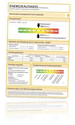 Energieausweis f�r Geb�ude gem�� der EnEV